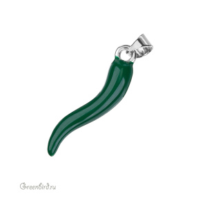 Подвеска с эмалью "Перчик зеленый", родий, 1 шт. (#SV1701-Pendant-76R)