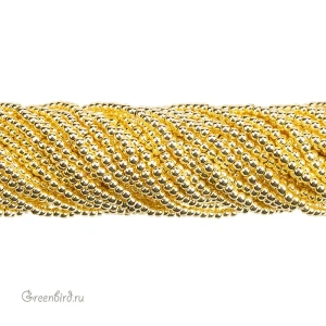 Бусины Геметин 4 мм, круглые, цвет: золото, нить (#SV-HMT-11)