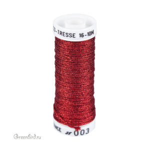 Металлизированная нить Tresse #16 AVAS, красный, 10 м (#16-003)