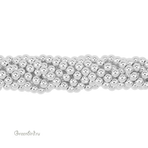 Бусины Геметин 8,5 мм, круглые, цвет: серебро, нить (#SV-HMT-74)