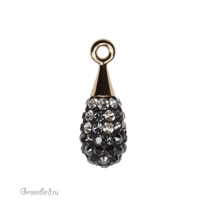 167563 подвеска Pave капля 14mm, золото, Hematite/Silver Night/Silver Shade (#280HEM/001SINI/001SSHA