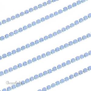 Цепочка со стразами 2 мм, Air Blue Opal, голубой, 10 см (#SVA-RCH-33)