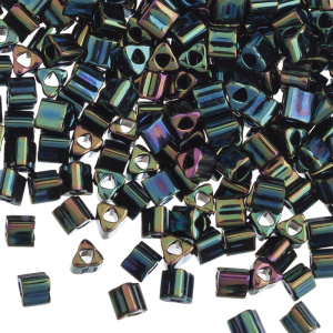 Бисер TOHO Triangle 8/0 металлизированный, коричнево-зеленый (#84), 10 г