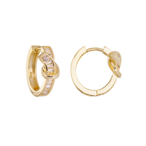 Серьги-кольца "Узел", фианиты, золото, пара (#SV1701-1530G)