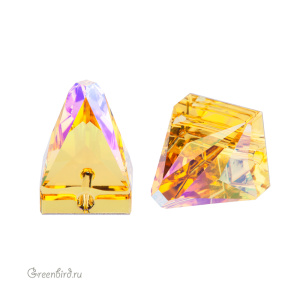 Swarovski пришивные 3296 Шип квадратный 10х10 мм, светлый топаз с мерцанием (#226SHIM), 1 шт.