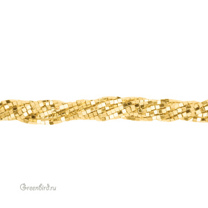 Бусины Геметин 2 мм, кубики, цвет: желтое золото, нить (#SV-HMT-48)