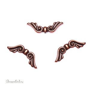 Бусина "Крыло ангела", ант. медь, 1 шт. (#TC-5600)