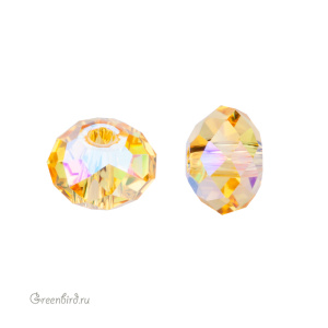 Swarovski 5040 Бусина Бриолетт 6х4 мм, светлый топаз с мерцанием 2X (#226SHIM2), 1 шт.
