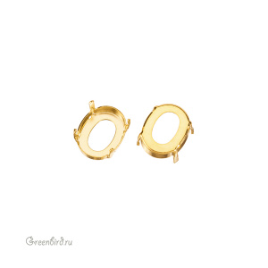 4142 Оправа для ювелирного кристалла Flat Oval Fancy Stone 10х8 мм, золото