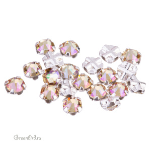 Swarovski 53100 Роза Монтис SS12, серебро, люминесцентный зеленый (#001LUMG), уп. 20 шт.