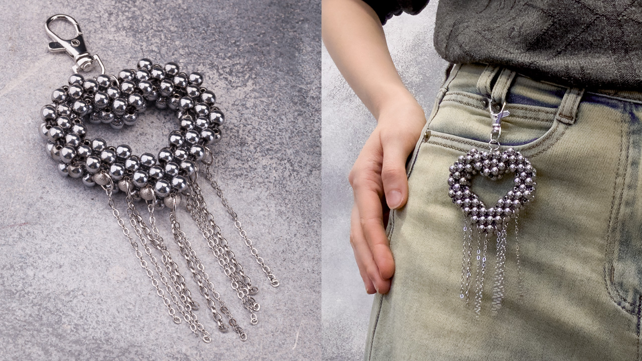 19.02 ⭐️ Стильный обвес из гематита с цепями в технике плетение