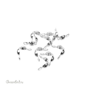 Наконечник-каллот 4 мм, родий, упаковка 10 шт. (#CLTT15R)