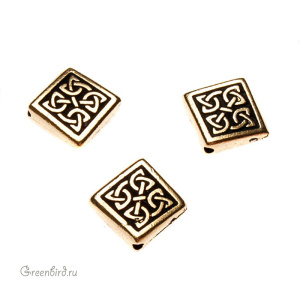 Бусина "Кельтский ромб", ант. золото, 1 шт. (#TC-5524)