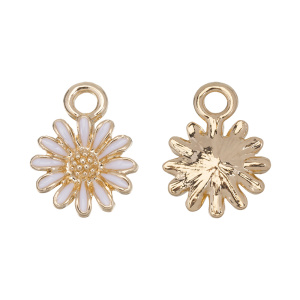 Подвеска с эмалью "Маргаритка", золото, белый, 1 шт. (#CN-PN-065)