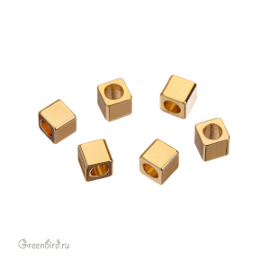 Бусина "Куб" 3 мм, золото, 1 шт. (#SV1701-Bead-03G)