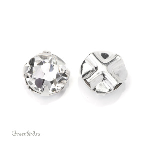 53103 Roses Montees SS30 (6,5мм) в оправе, серебро – Crystal (#001)