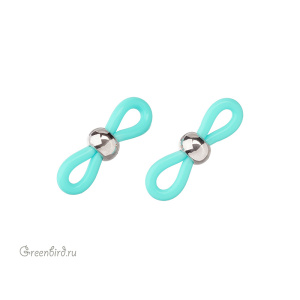 Цветной держатель-концевик для очков, бирюзовый, серебро, 1 шт. (#SVA-007S)