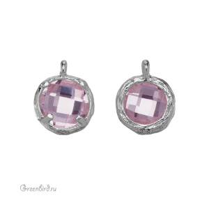 Подвеска круглая с кристаллом, 7,5 мм, родий, Blush Rose (#SVA-FIAN-162R) Подвеска круглая с кристаллом, 7,5 мм, родий, Blush Rose (#SVA-FIAN-162R)