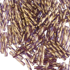 Бисер MIYUKI Twisted Bugle 12mm – Gold Antiqued Transparent Amethyst (#1285), 10 г
