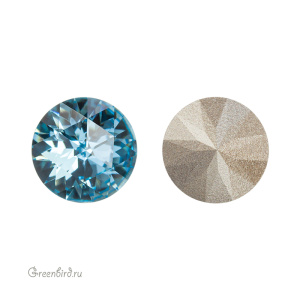 Swarovski 1401 Роза круглый 10 мм, аквамарин (#202), 1 шт.