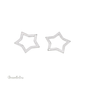 Подвеска "Звезда", матовый родий, 1 шт. (9M1616), Корея