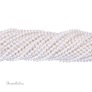 Жемчуг "Майорка" 3 мм, белый, нить (#Maj-03)