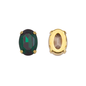 Кристалл в оправе 4120C 14x10 мм Crystalbird - Emerald (#205), золотистый, 1 шт.