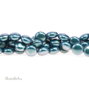 Swarovski 5860 Жемчуг плоский 10x6 мм, иризирующий зеленый таити (#2004), 1 шт.