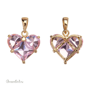 Подвеска "Сердце" с фианитами, золото, Rose (#SVA-FIAN-042G)