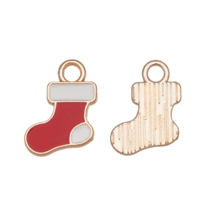 Подвеска с эмалью "Новогодний носочек", золотистый, 1 шт. (#CN-PN-230)