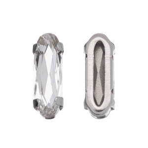 Кристалл в оправе 4161C 15x5 мм Crystalbird - Crystal (#001), родий, 1 шт. (#CBCS-0048)