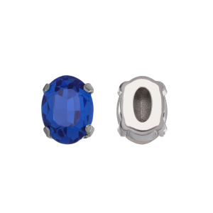 Кристалл в оправе 4120C 8x6 мм Crystalbird - Sapphire (#206), родий, 8 шт. (#CBCS-0087)