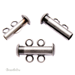 Замок-коннектор на 2 петли, ант. серебро, 1 шт. (#03ASP)