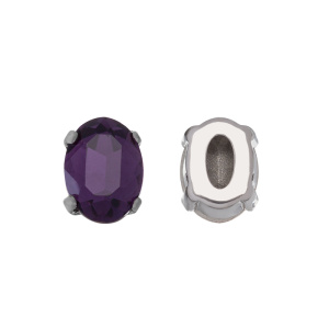 Кристалл в оправе 4120C 8x6 мм Crystalbird - Amethyst (#204), родий, 8 шт. (#CBCS-0091)