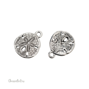 Подвеска "Морской еж", ант. серебро, 1 шт. (#TC-2449-12)