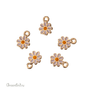 Подвеска с эмалью "Маргаритка", золото, 1 шт. (#SV1701-Pendant-54G)