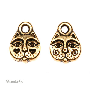 Подвеска "Кошка мордочка", ант. золото, 1 шт. (#TC-2177)