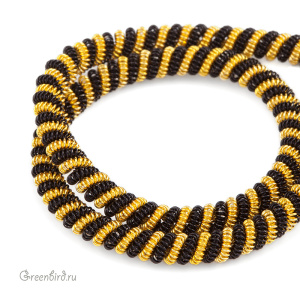 Канитель двойной жгут 4 мм, золото/черный (KAN2016)