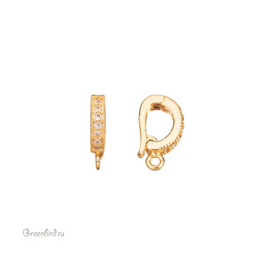 Бейл-замочек с фианитами, золото, 1 шт. (#SV1701-B24-G)