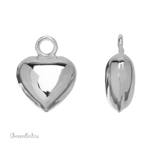 Подвеска "Сердечко" 12 мм, родий, 1 шт. (#SVA-BASE-032R)