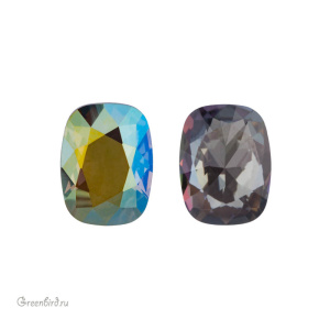 Swarovski 4568 Кушон 8x6 мм, иризирующий зеленый без фольги (#001IRIG/UNF), 1 шт.
