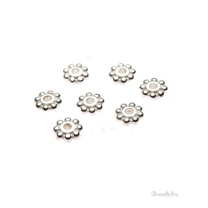 Спейсер "Бусинки" 6 мм, серебро, 1 шт. (#TC-0407)
