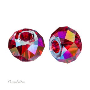 Swarovski 5042 Бусина Бриолетт с отверстием XL 8 мм, алый с мерцающим эффектом 2X (#276SHIM2), 1 шт.