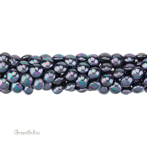 Жемчуг "Майорка" круглый плоский 12 мм, черный/скарабей, нить (#Maj-109)