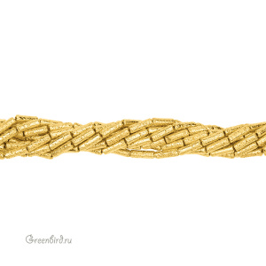 Бусины Геметин "Трубочки" 13 мм, желтое золото, нить (#SVA-HMTN-11)
