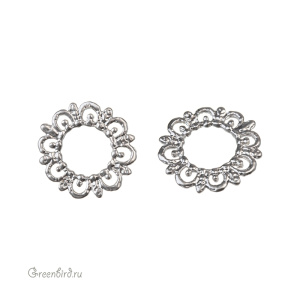 Коннектор-филигрань "Круг", матовый родий, 1 шт. (#9C883), Корея