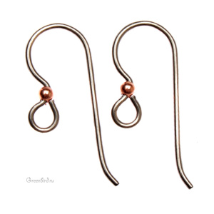 Швензы с бусиной 2 мм, серый ниобий/медь, пара (#TC-5120-23)