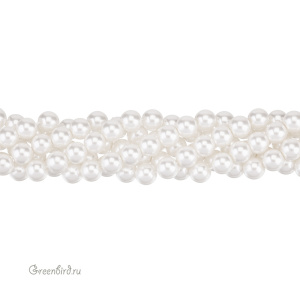Жемчуг Crystalbird, круглый, 6 мм, Snow White, нить (#01)