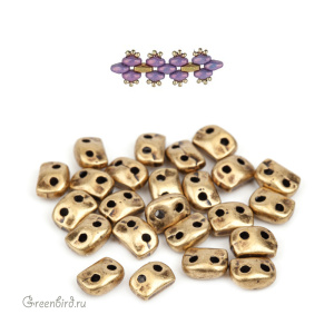 CYMBAL Металлическая бусина SuperDuo "Vitali", ант. латунь, 1 шт. (#SD-012356-AB)