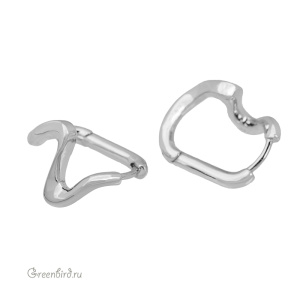 Швензы фигурные зеркальные "Конго - Волна", родий, пара (#SV1701-2276)